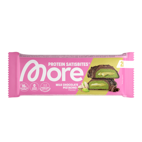 More Protein Satisbites · Milk Chocolate Pistachio